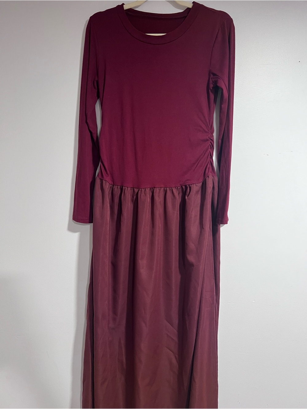 Women's Long Sleeve Burgundy Maxi Dress